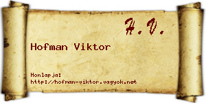 Hofman Viktor névjegykártya